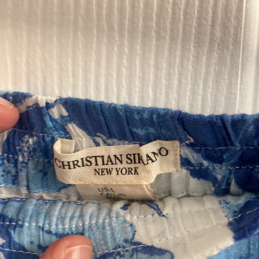 Women's Christian Siriano Blue and White Skirt lined with Pockets- Size L- SASSY - Picture 4 of 8
